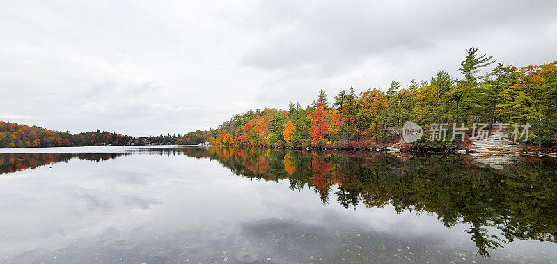 秋季纽约州立公园的明纽斯加湖景观