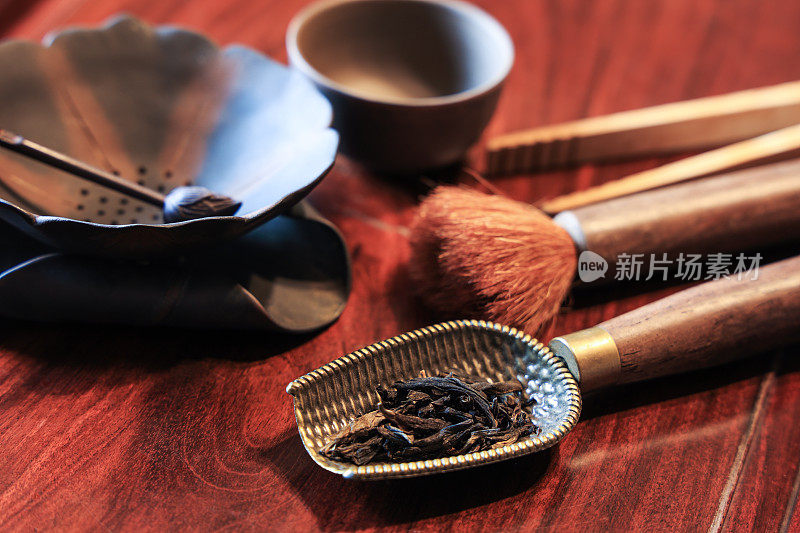 东方制茶仪式工具特写