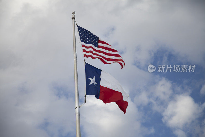 美国和德克萨斯国旗