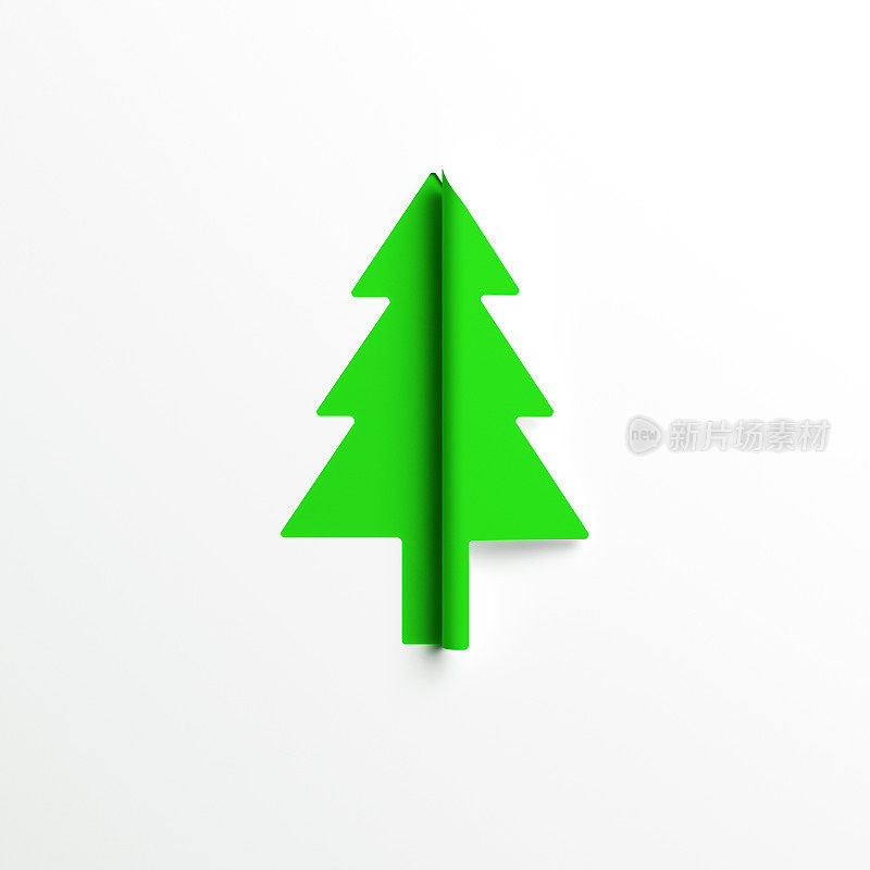 剪纸圣诞树孤立的背景