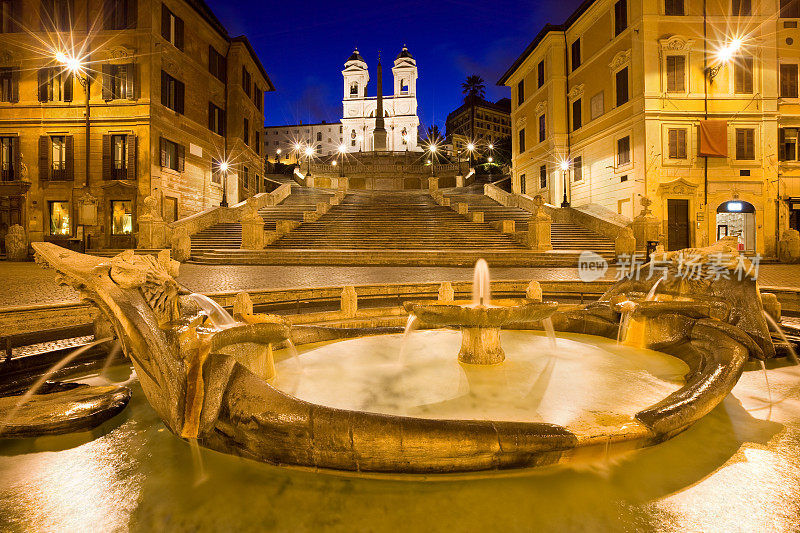 罗马，意大利，西班牙台阶和喷泉