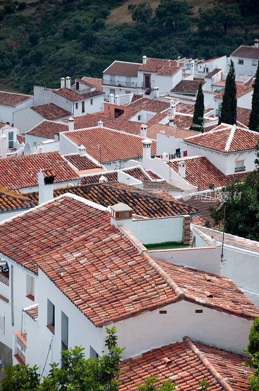 西班牙房屋的瓦片屋顶