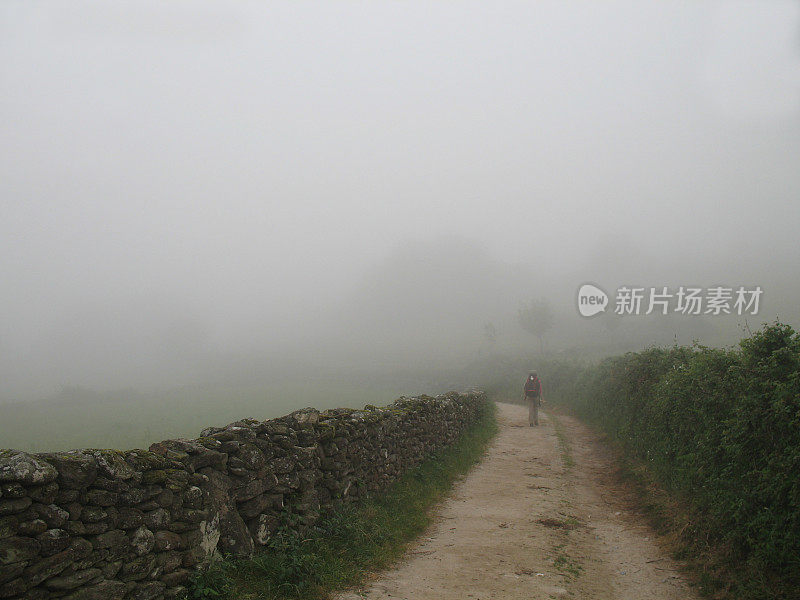 迷雾中的徒步旅行者