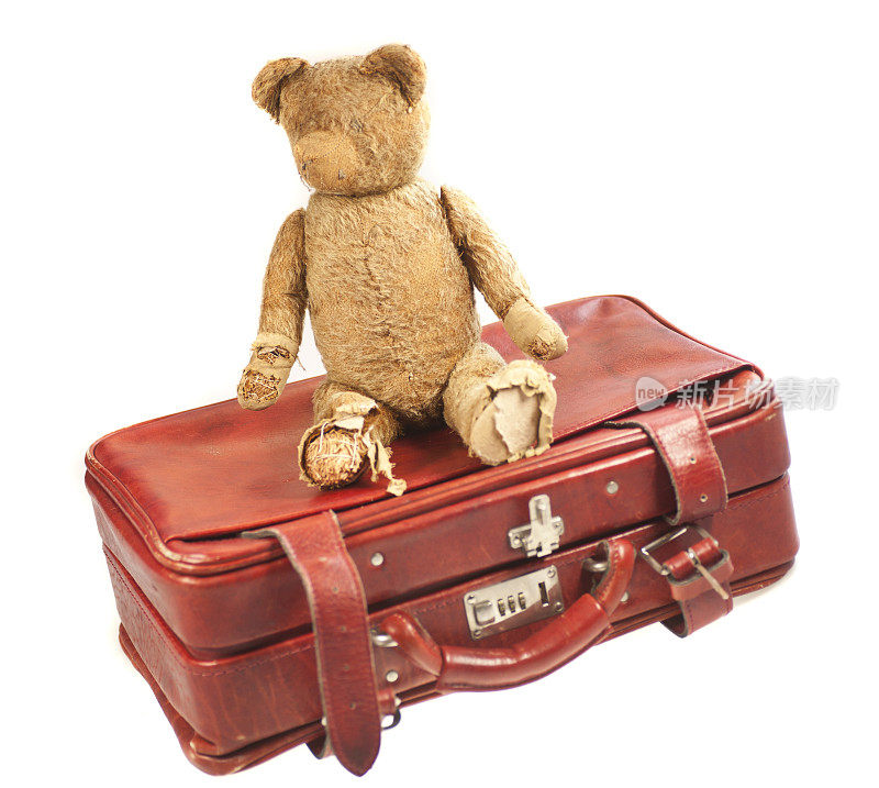 带泰迪熊的小孩手提箱