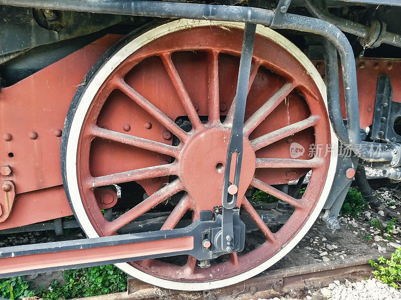 蒸汽机车轮的特写