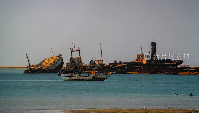 波贝拉港和索马里海滩的全景