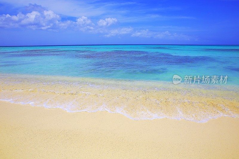 田园诗般的岚热带绿松石海滩，阿鲁巴-阳光蓝色泻湖，夏天的天堂，荷属安的列斯群岛，加勒比海蓝色的海