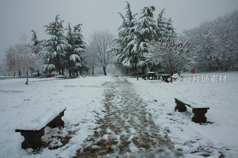 贝尔格莱德冬天的雪景