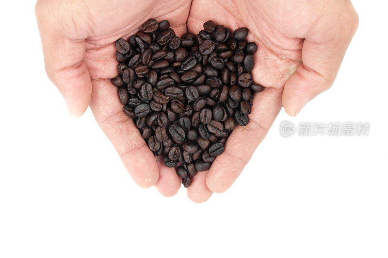 咖啡颗粒握在手上