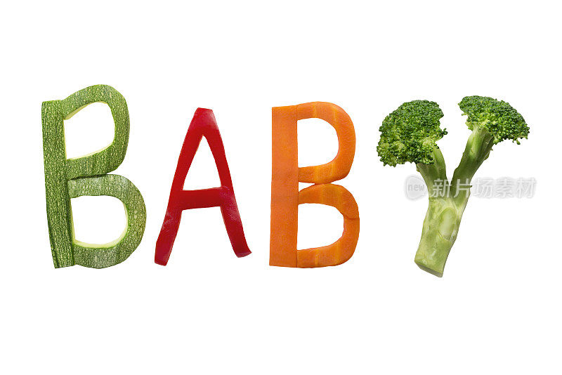 宝宝彩色蔬菜字配剪接路径