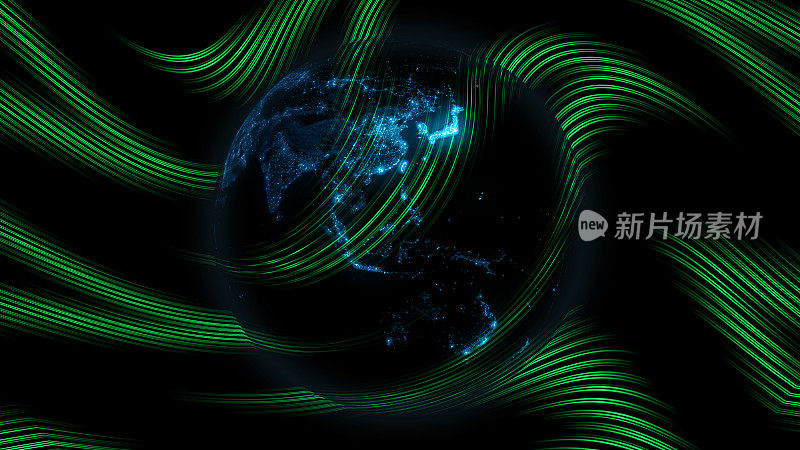 广播数据数字地球地球绿蓝色