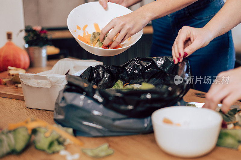 堆肥有机剩菜的特写镜头