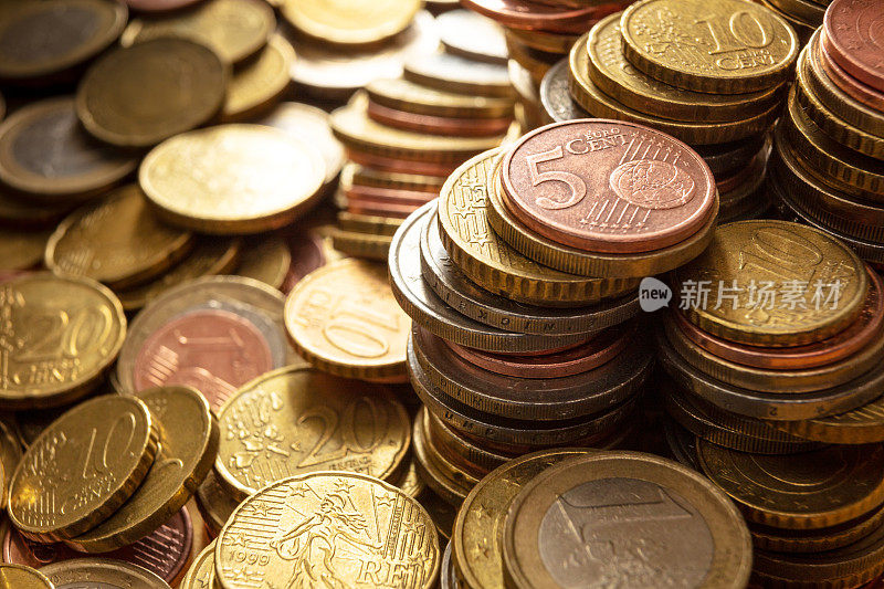 货币:欧元硬币静物