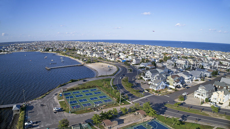 新泽西海岸海滩镇休闲区，鸟瞰图