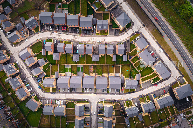 鸟瞰直接在英国新建的住宅小区