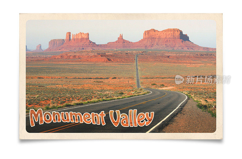 美国纪念碑谷的老式明信片