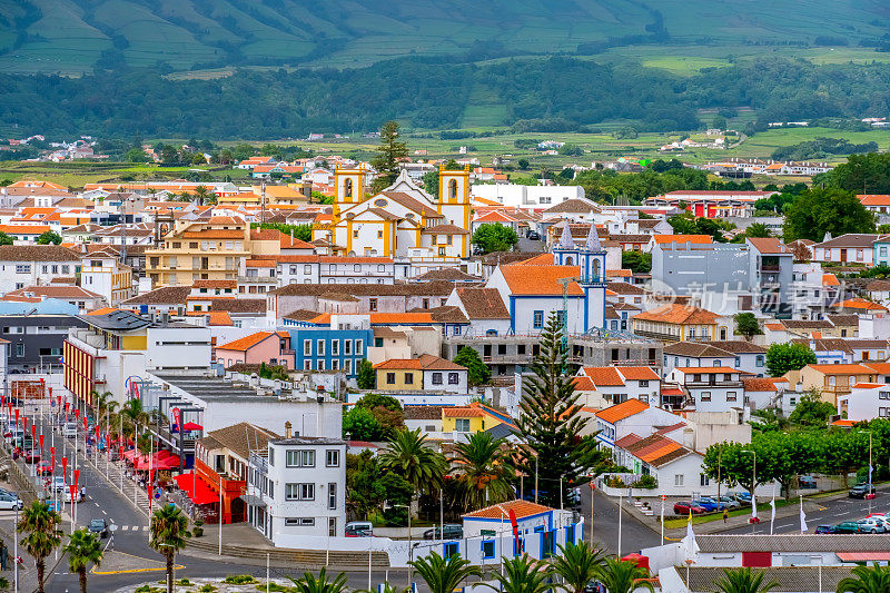 普拉亚达Vitória，特塞拉岛，亚速尔群岛，葡萄牙城市景观