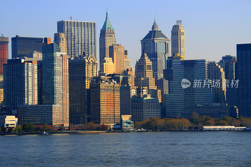 南曼哈顿全景从东河-纽约，美国
