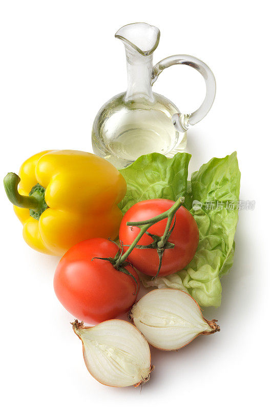 沙拉配料:生菜，甜椒，洋葱，番茄和橄榄油