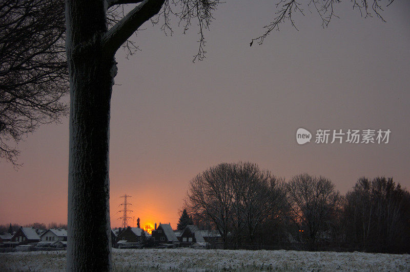 冬天日落场景