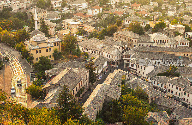 阿尔巴尼亚吉洛卡斯特市鸟瞰图