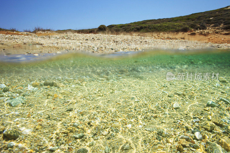 水下海洋背景水上水下分割拍摄野生海滩泻湖