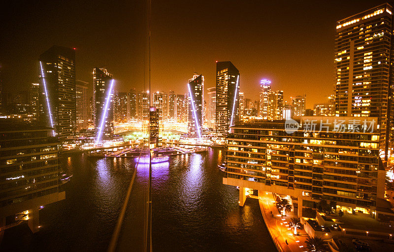 迪拜码头天际线鸟瞰图