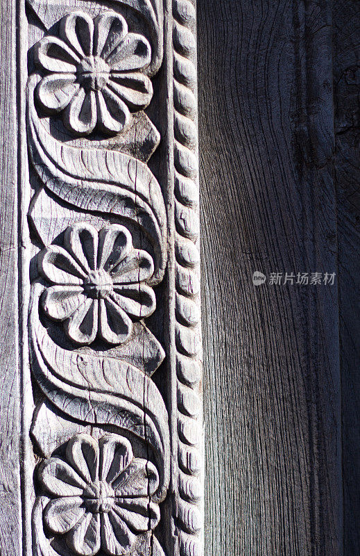 仿古花卉印度木门细节，复制空间