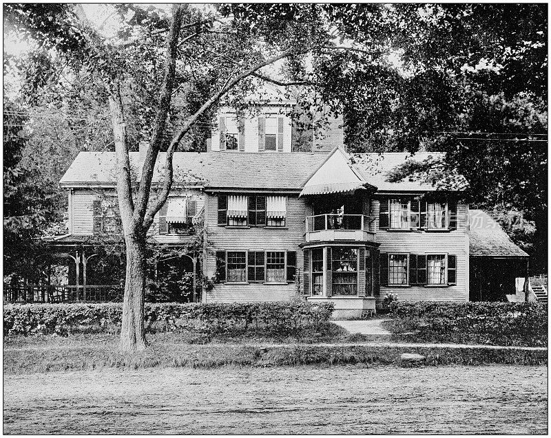 世界著名景点的古董照片:霍桑之家，康科德，马萨诸塞州