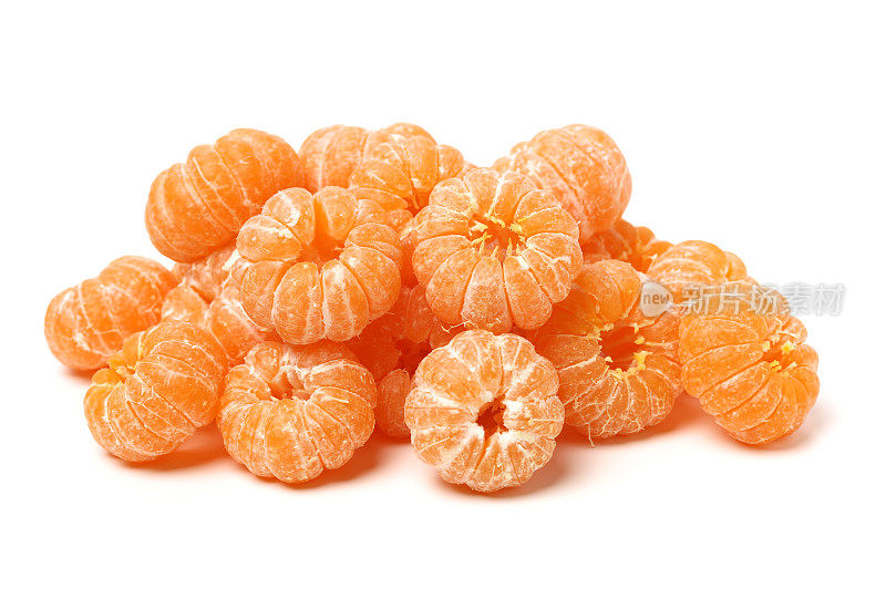 收集孤立在白色背景上的橘片