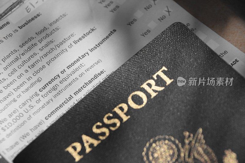 美国护照和美国入境表格