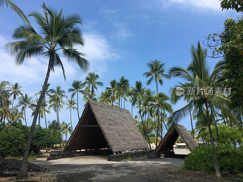 传统的夏威夷小屋，普乌霍努瓦奥霍纳瑙国家历史公园