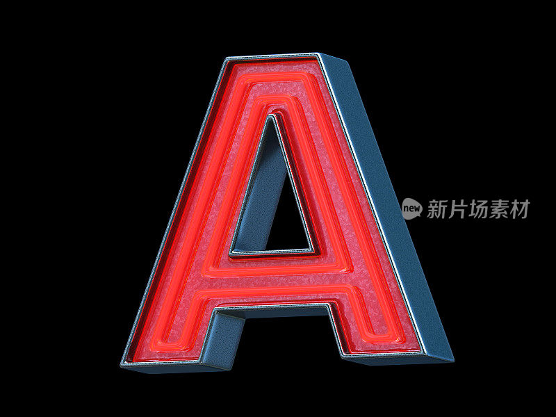 红色霓虹字体-字母A
