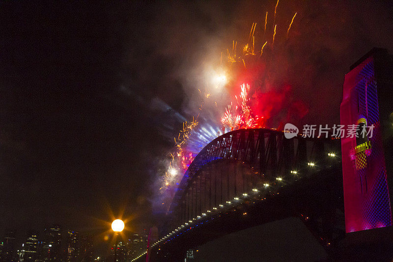 悉尼海港大桥在2020年新年前夜的烟花欢迎秀上