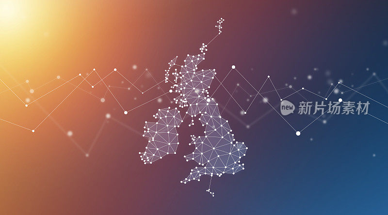 英国地图几何网络多边形图形背景