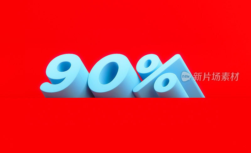销售概念-蓝色90%的文字坐在红色的背景