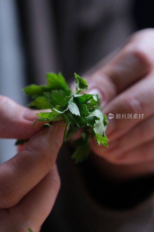 上熏肉、鸡蛋和欧芹