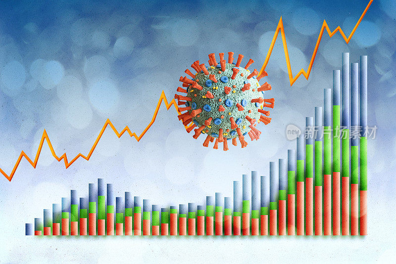冠状病毒与经济信息图3D图表