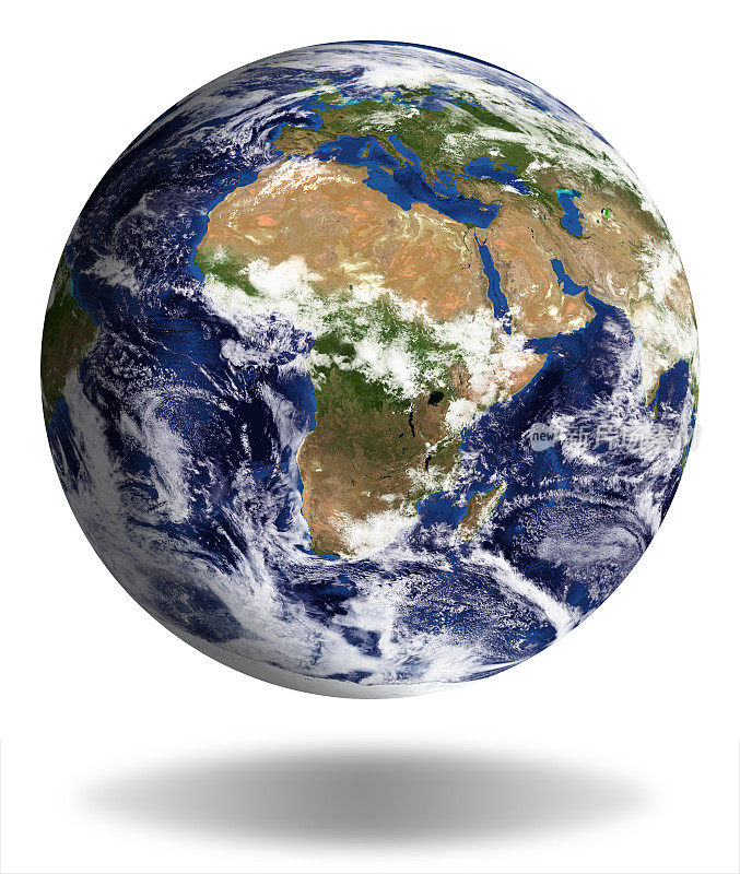 地球模型:欧罗巴和非洲视点孤立在白色上
