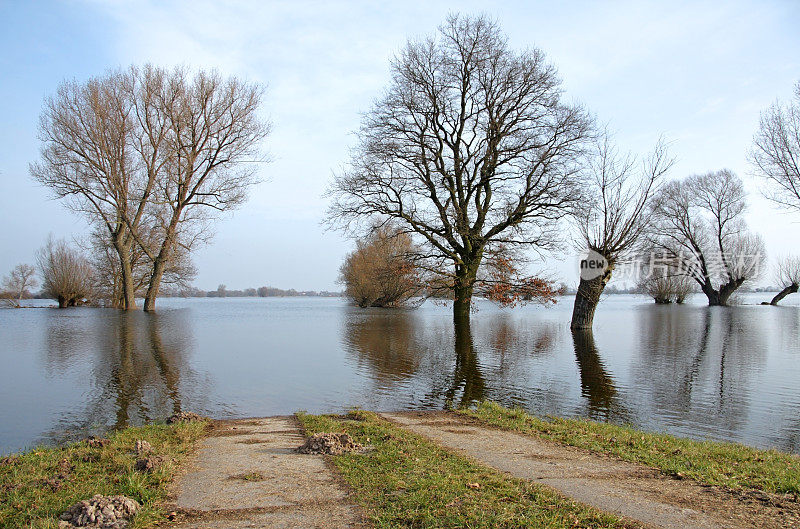 哈维尔河的冬季洪水。