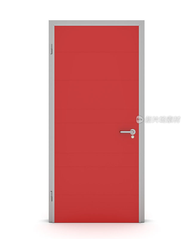 红色门与灰色框架在白色背景的图形