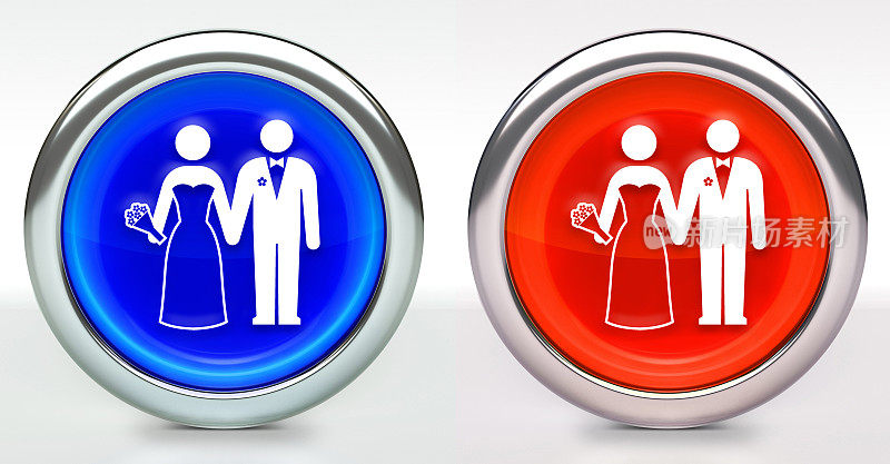 婚姻图标上的按钮与金属边缘