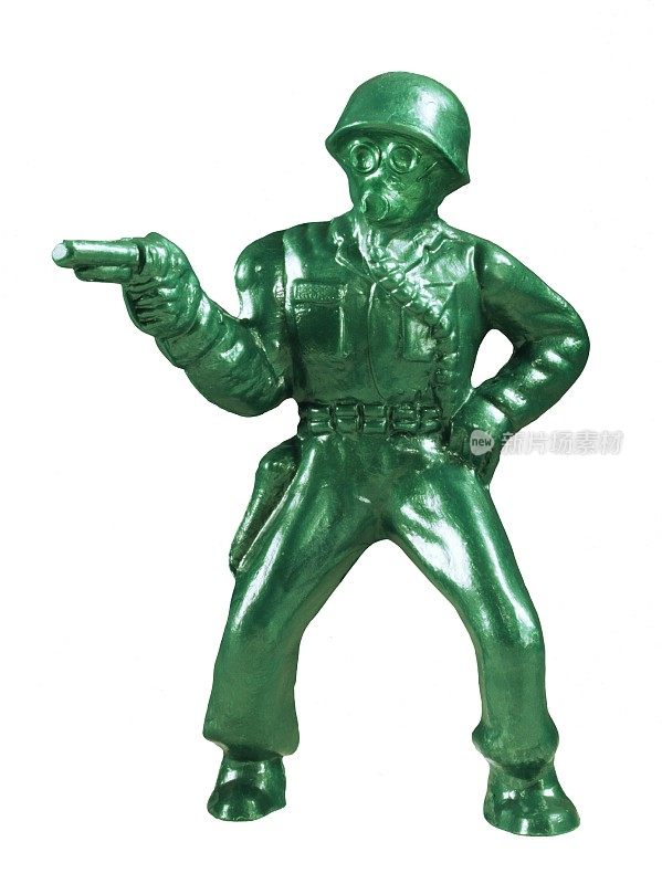 手持手枪的绿色战士