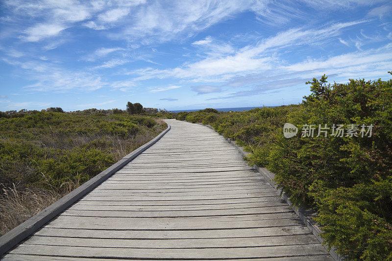 木板路通往海滩