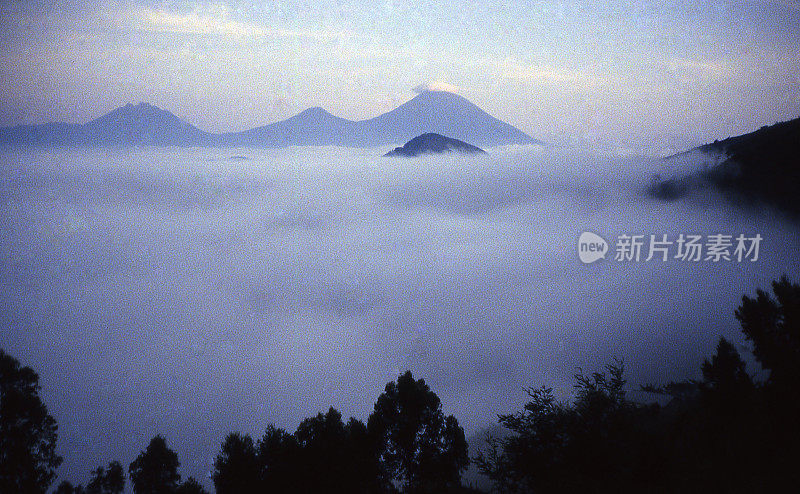 维龙加山脉火山谷雾层卢旺达非洲中部