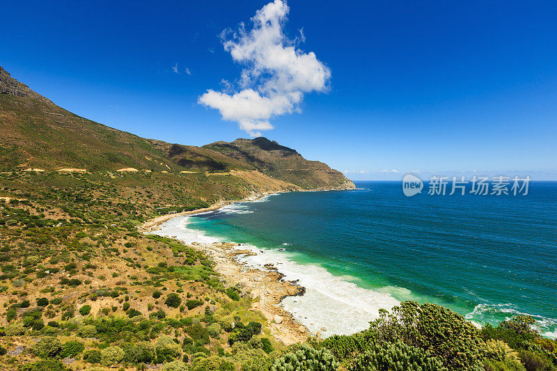 美丽的风景从查普曼的山顶驱动器开普敦自然海岸线