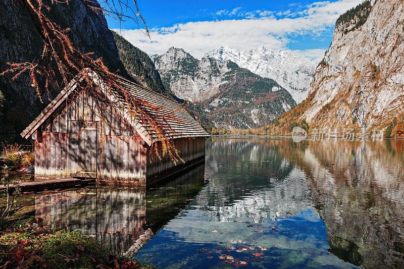 德国Berchtesgaden公园的Obersee湖。