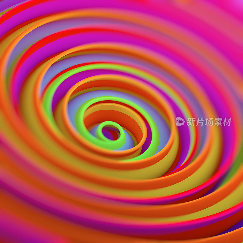 扭曲螺旋形状抽象三维渲染与自由度