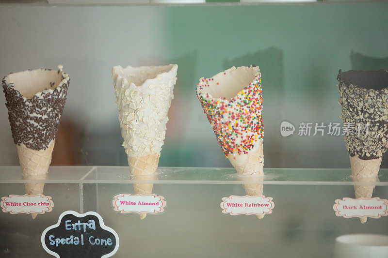 各种甜筒冰淇淋