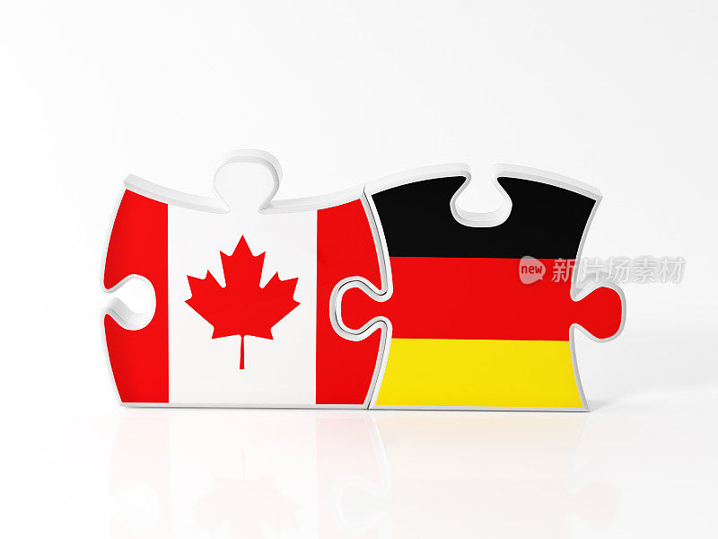 用加拿大和德国国旗纹理的拼图